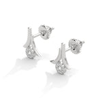 Load image into Gallery viewer, Silver Diamond In White Earrings