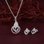 Load image into Gallery viewer, Ligroz 925 Sterling Silver Leaf Motif Pendant Set with Earrings – Graceful Nature-Inspired Design