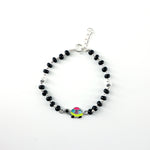 Load image into Gallery viewer, 925 Silver Kids Bracelet with Turtle Charm & Black Beads (Adjustable)