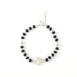 Load image into Gallery viewer, 925 Silver Kids Bracelet with Swastik Charm & Black Beads (Adjustable)