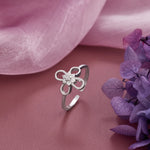 Load image into Gallery viewer, Silver Flower-Shaped Diamond Ring