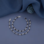 Load image into Gallery viewer, Silver and Black Bead Kids Nazariya Bracelet - Real 925 Sterling Silver