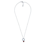 Load image into Gallery viewer, Silver Circle Pendant Necklace with Red Heart Charm
