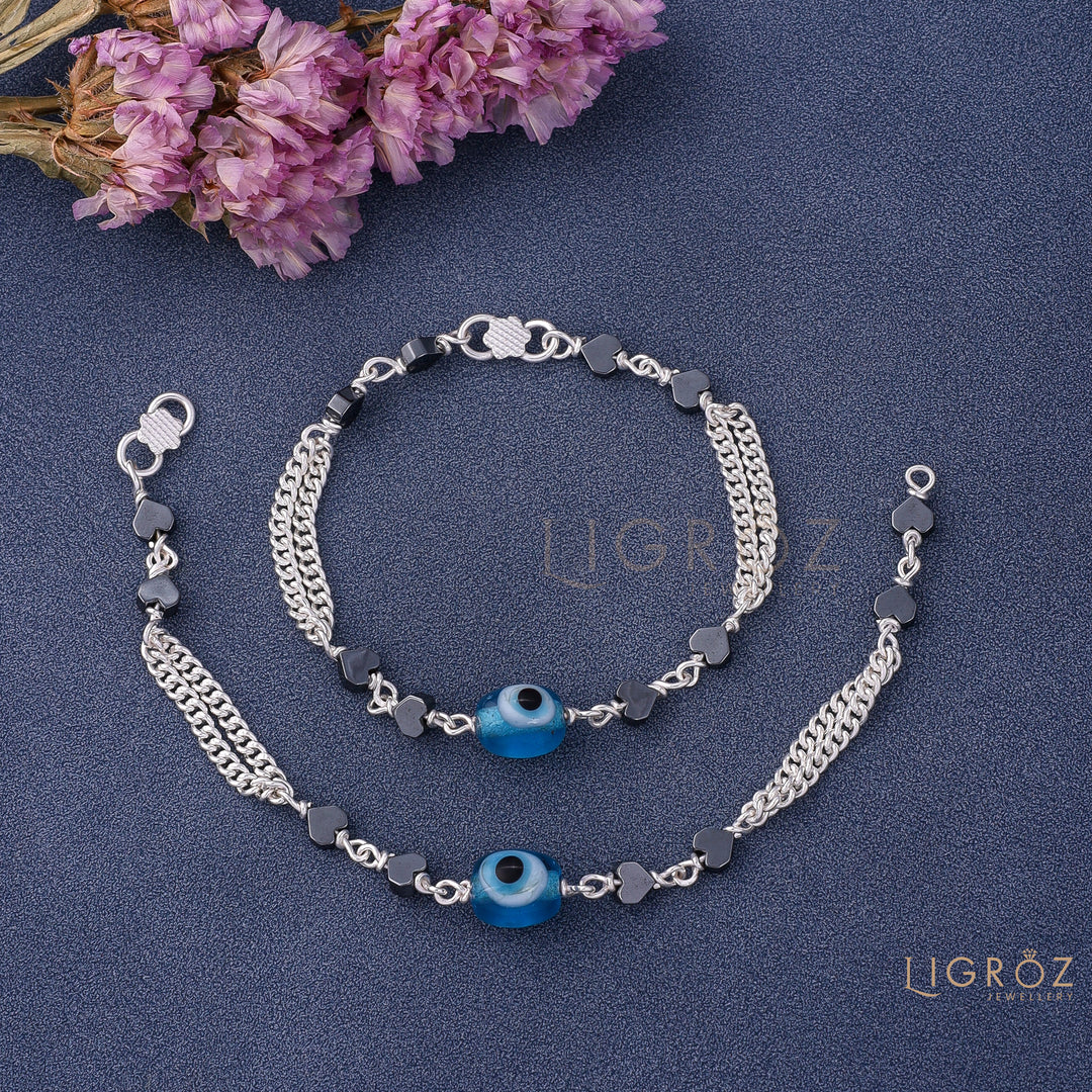 Silver Blue Stone Kids Nazariya Bracelet