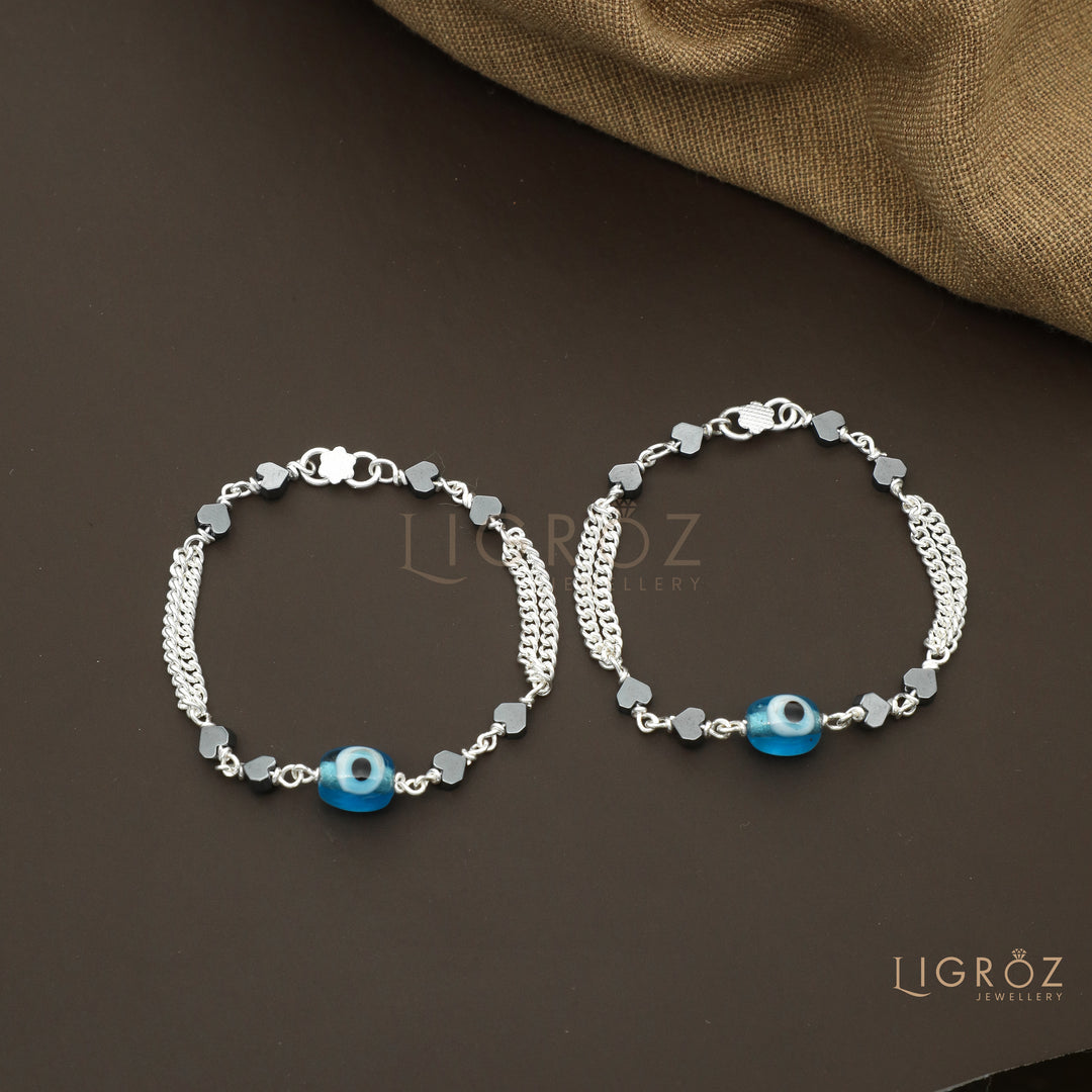 Silver Blue Stone Kids Nazariya Bracelet