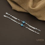 Load image into Gallery viewer, Silver Blue Stone Kids Nazariya Bracelet
