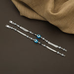 Load image into Gallery viewer, Silver Blue Stone Kids Nazariya Bracelet
