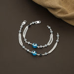Load image into Gallery viewer, Silver Blue Stone Kids Nazariya Bracelet
