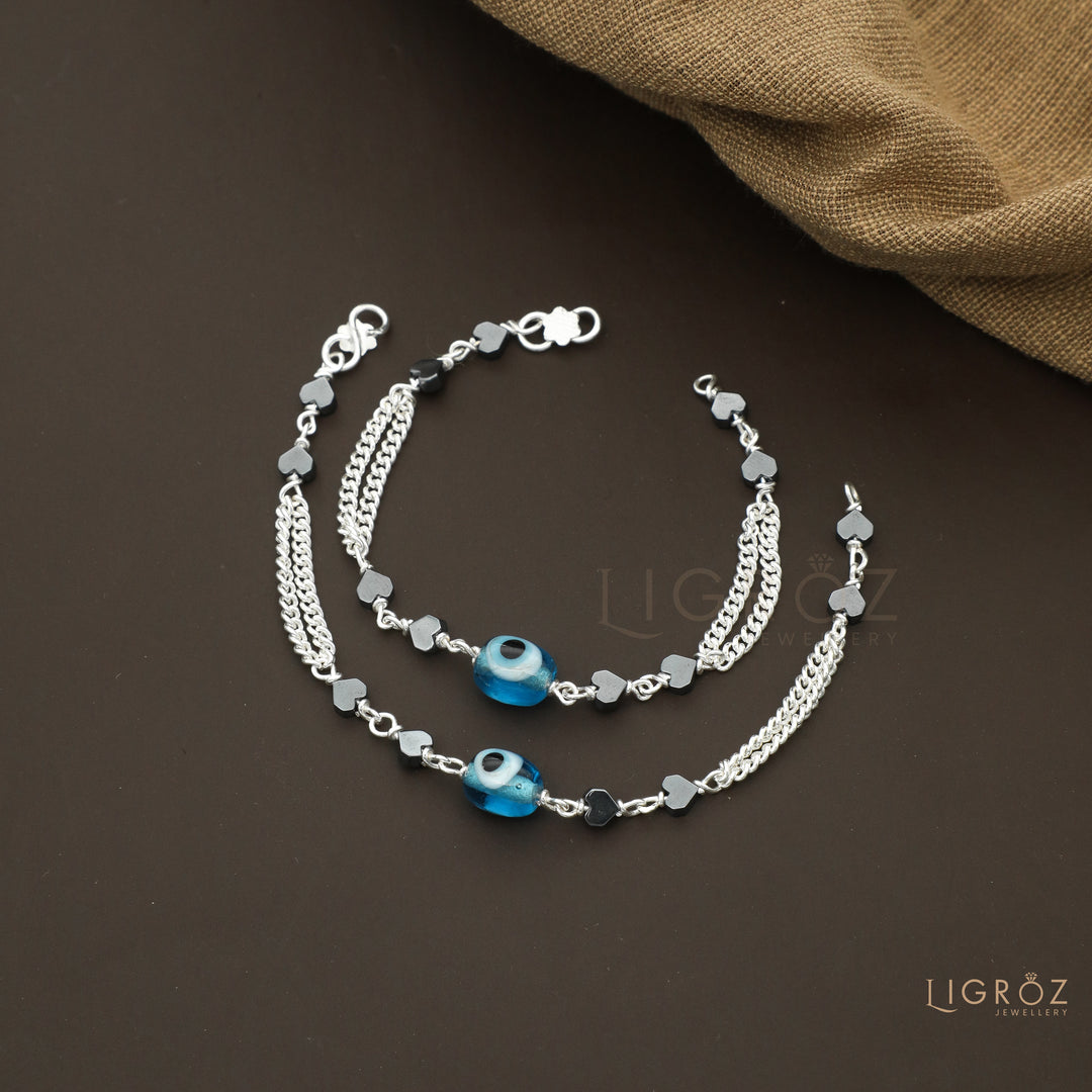 Silver Blue Stone Kids Nazariya Bracelet