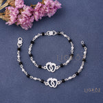 Load image into Gallery viewer, Silver and Black Beaded Kids Nazariya Bracelet
