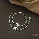 Load image into Gallery viewer, Silver and Black Beaded Kids Nazariya Bracelet
