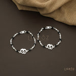 Load image into Gallery viewer, Silver and Black Beaded Kids Nazariya Bracelet
