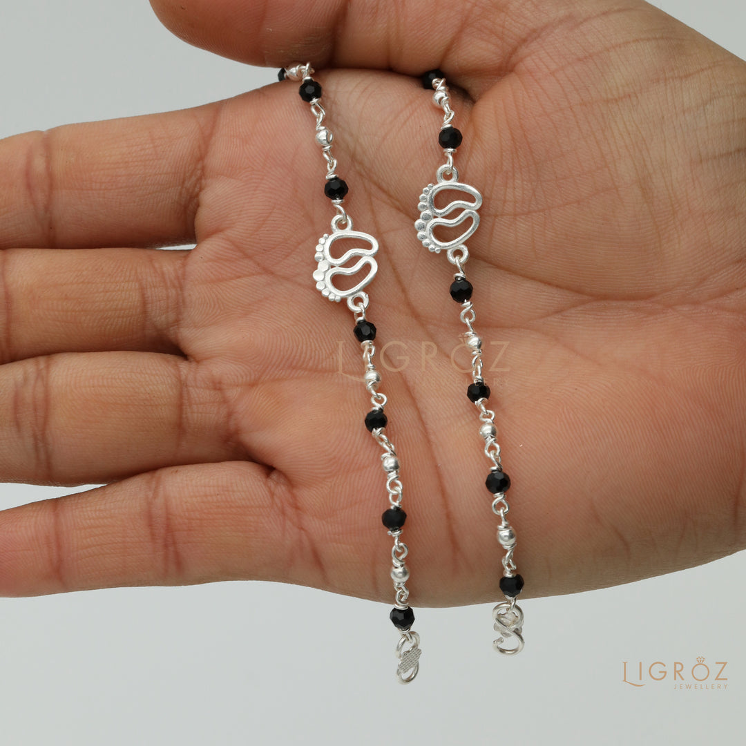 Silver and Black Beaded Kids Nazariya Bracelet