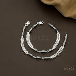 Load image into Gallery viewer, Silver &amp; Black Bead Kids Nazariya Bracelet - Protective Charm Jewelry
