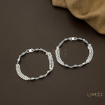 Load image into Gallery viewer, Silver &amp; Black Bead Kids Nazariya Bracelet - Protective Charm Jewelry
