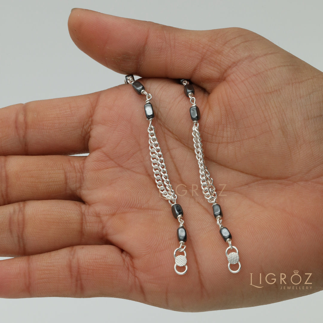 Silver & Black Bead Kids Nazariya Bracelet - Protective Charm Jewelry