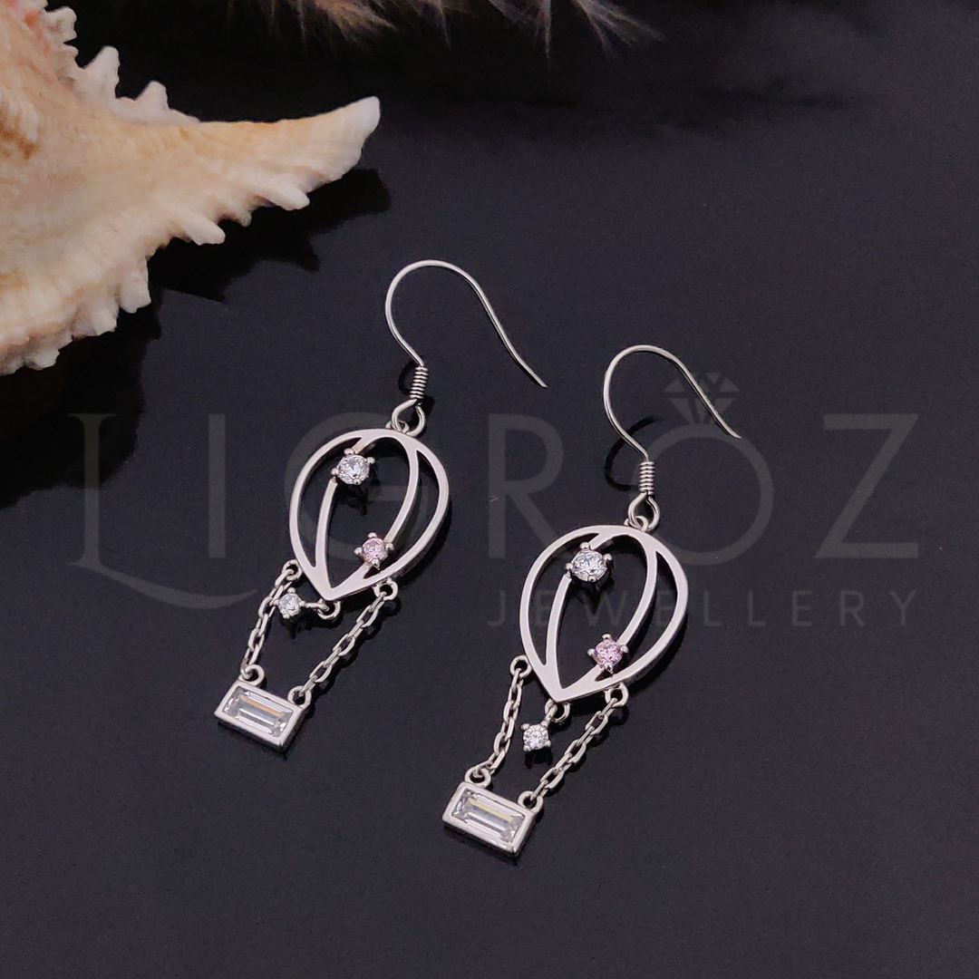 LIGROZ 925 Silver Dual Tone Long Drop Earrings for Women