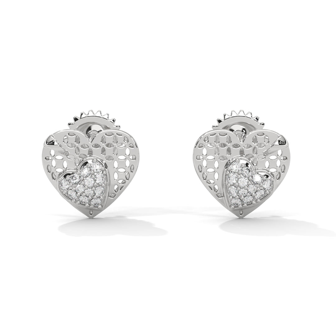 Sparkling Silver Strawberry Stud Earrings