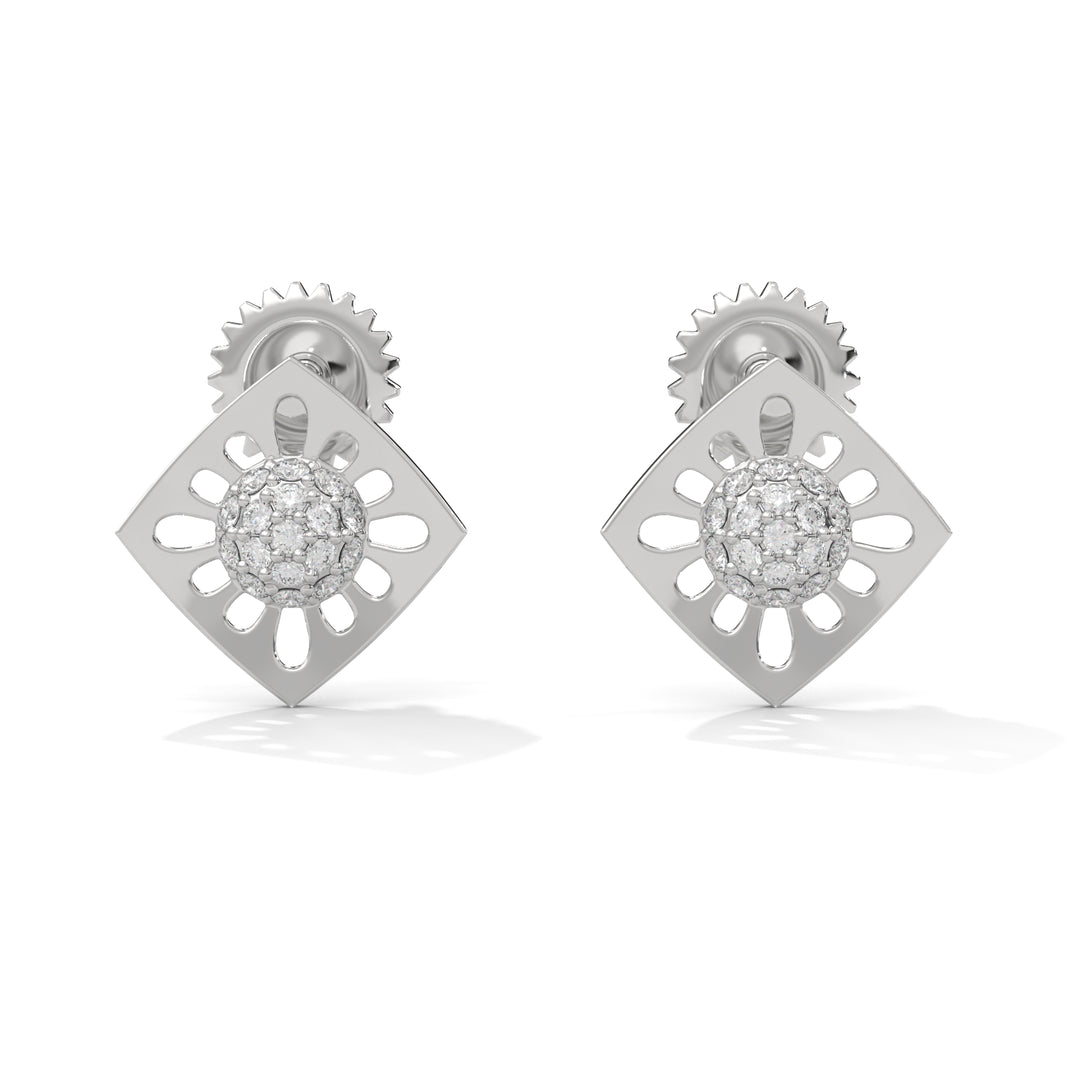 Silver Diamond Stud Earrings