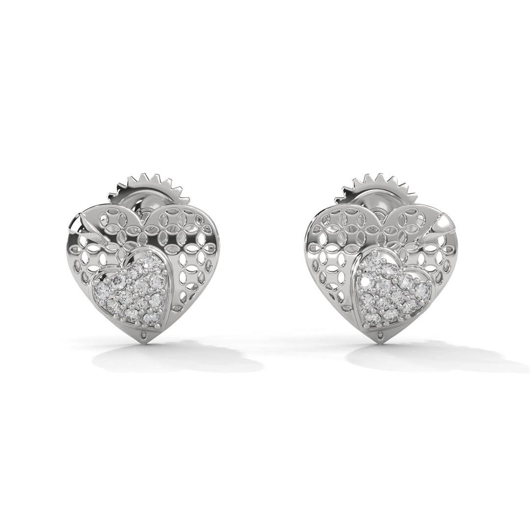 Sparkling Silver Strawberry Stud Earrings