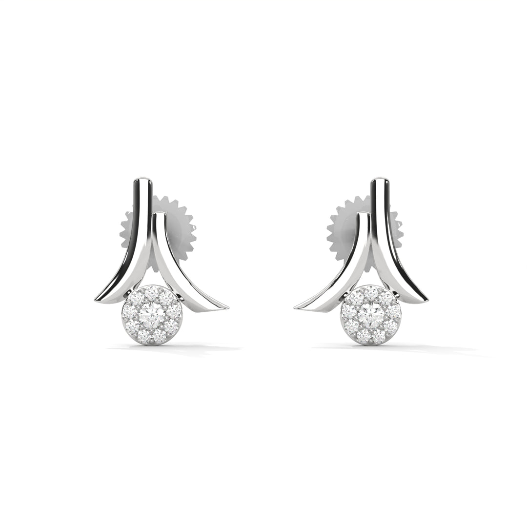 Silver Diamond In White  Earrings