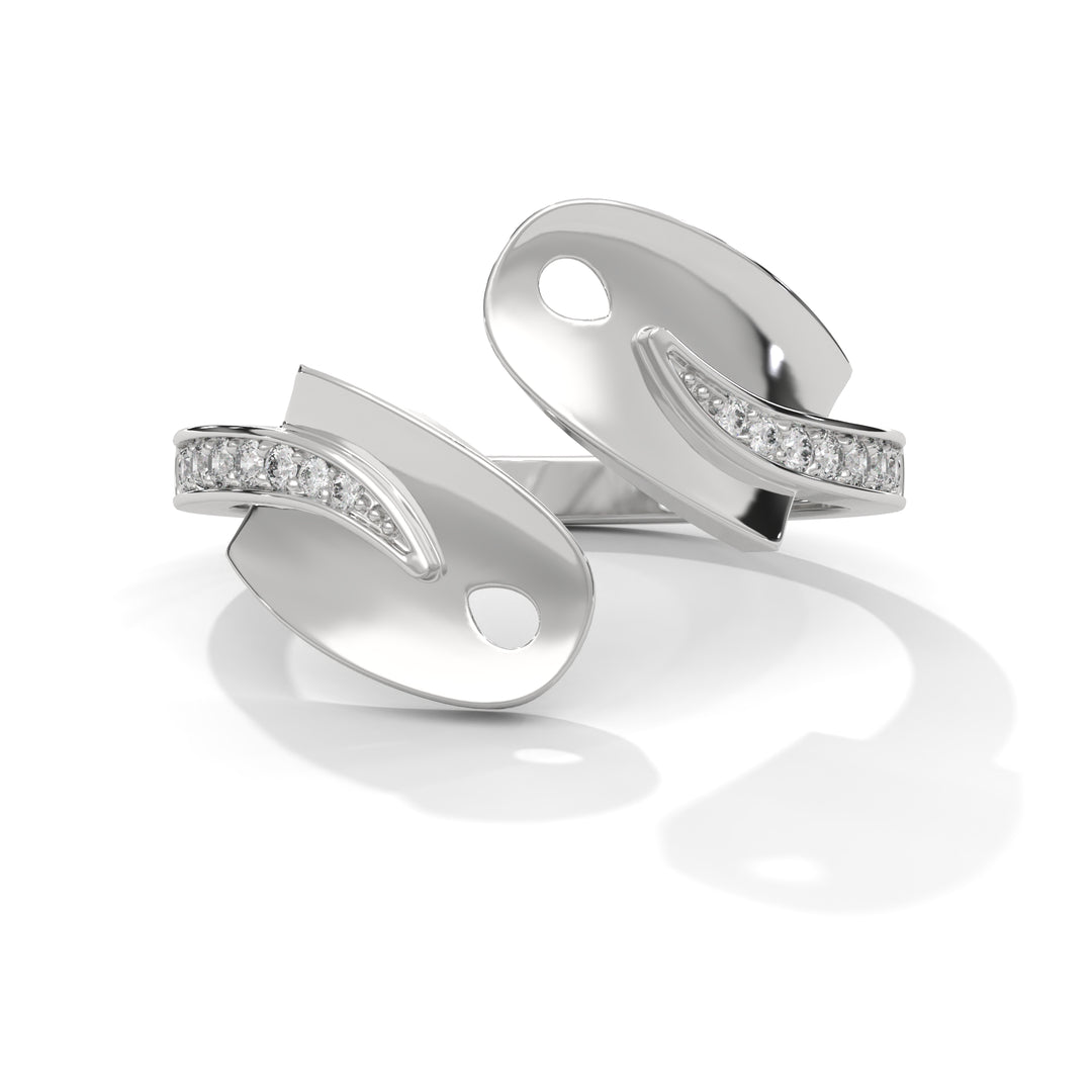 Silver  Double Petal Design Ring