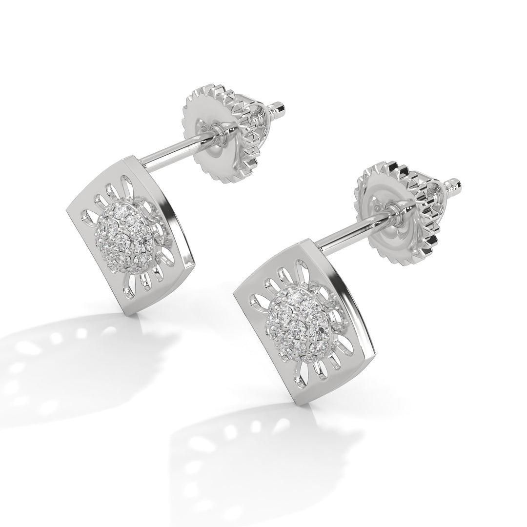 Silver Diamond Stud Earrings