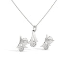 Load image into Gallery viewer, Silver Floral Necklace and Earrings Set
