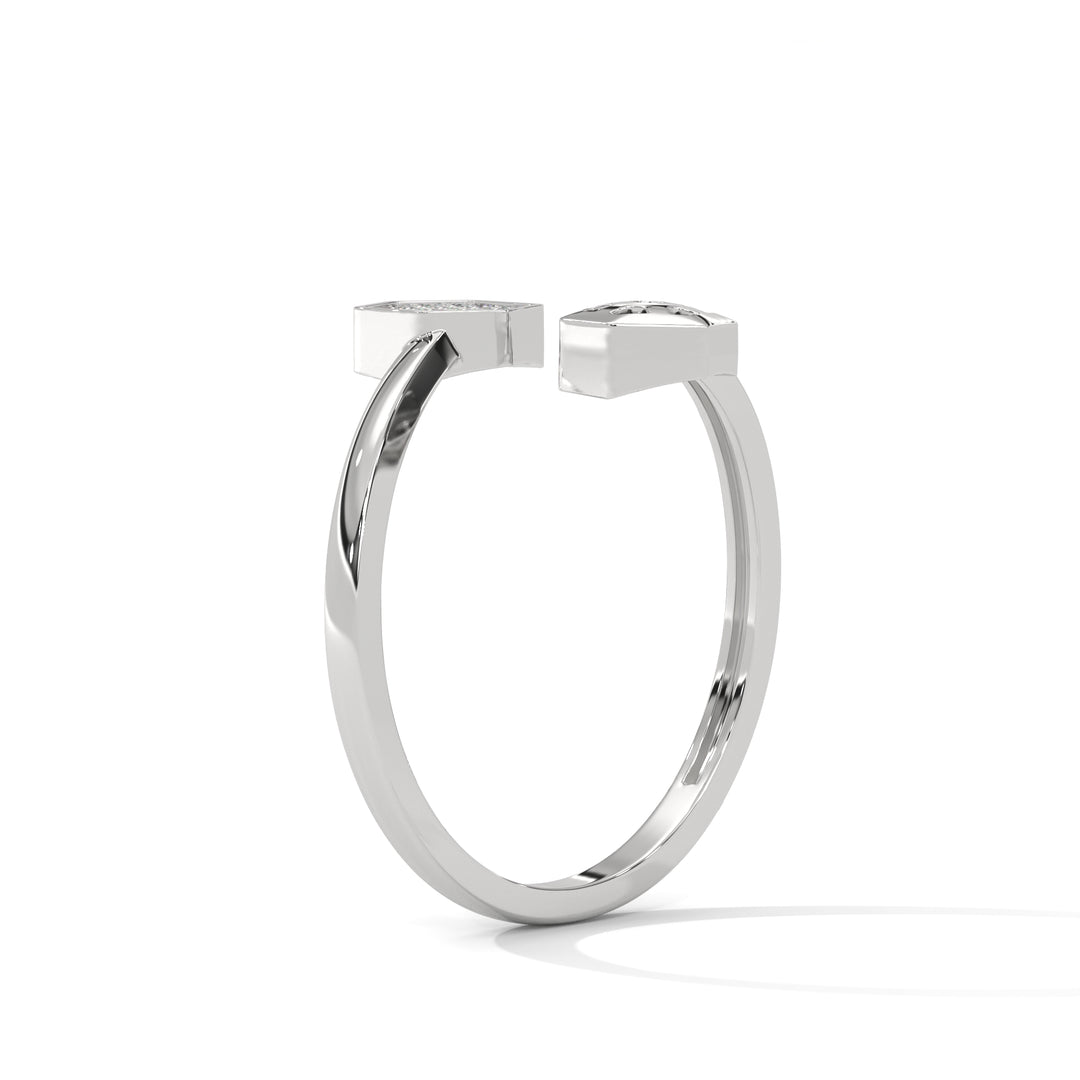 Silver Unique Hexagonal Twist Ring