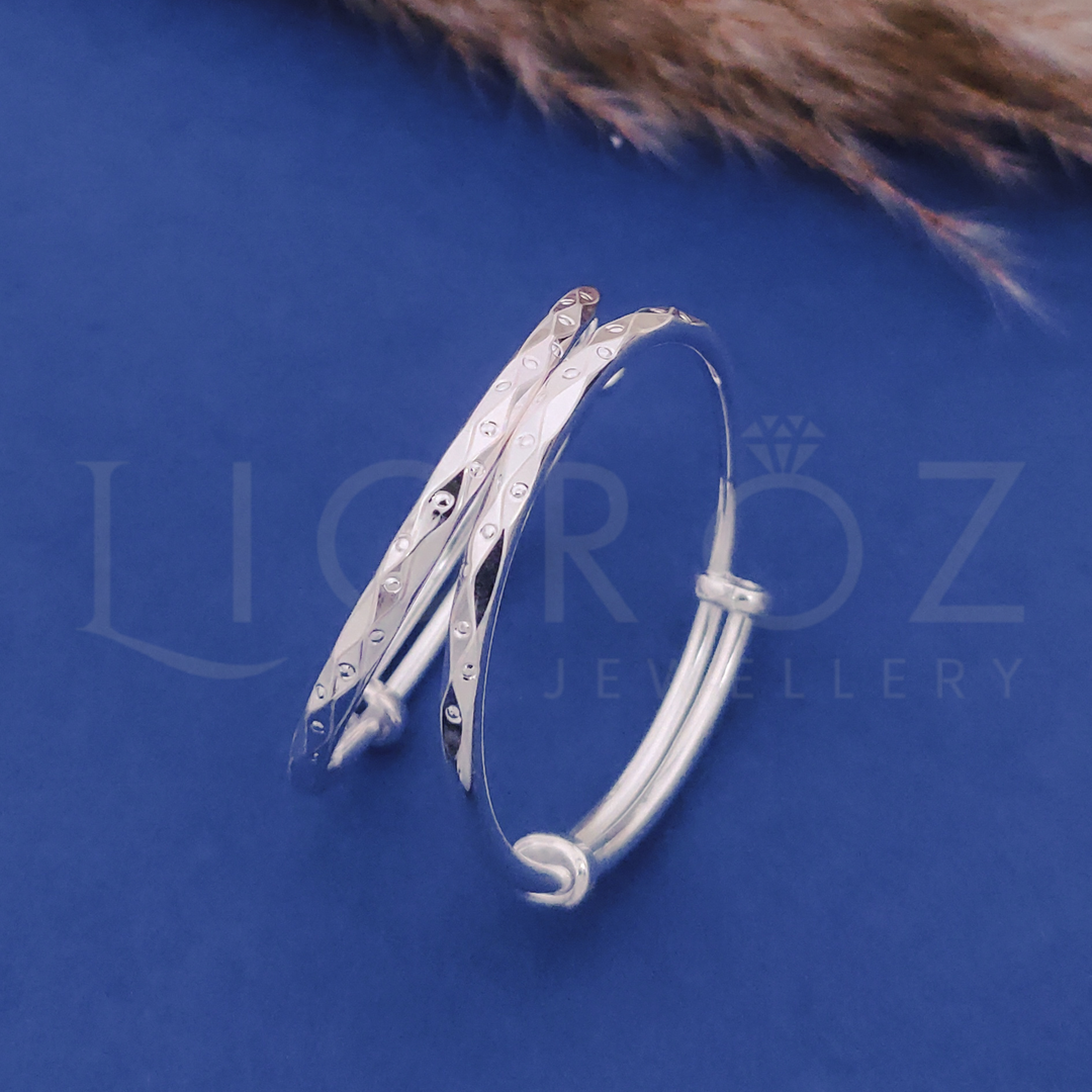 LIGROZ 925 Sterling Silver Adjustable Baby Kada (2–3 Years) | Unisex Design