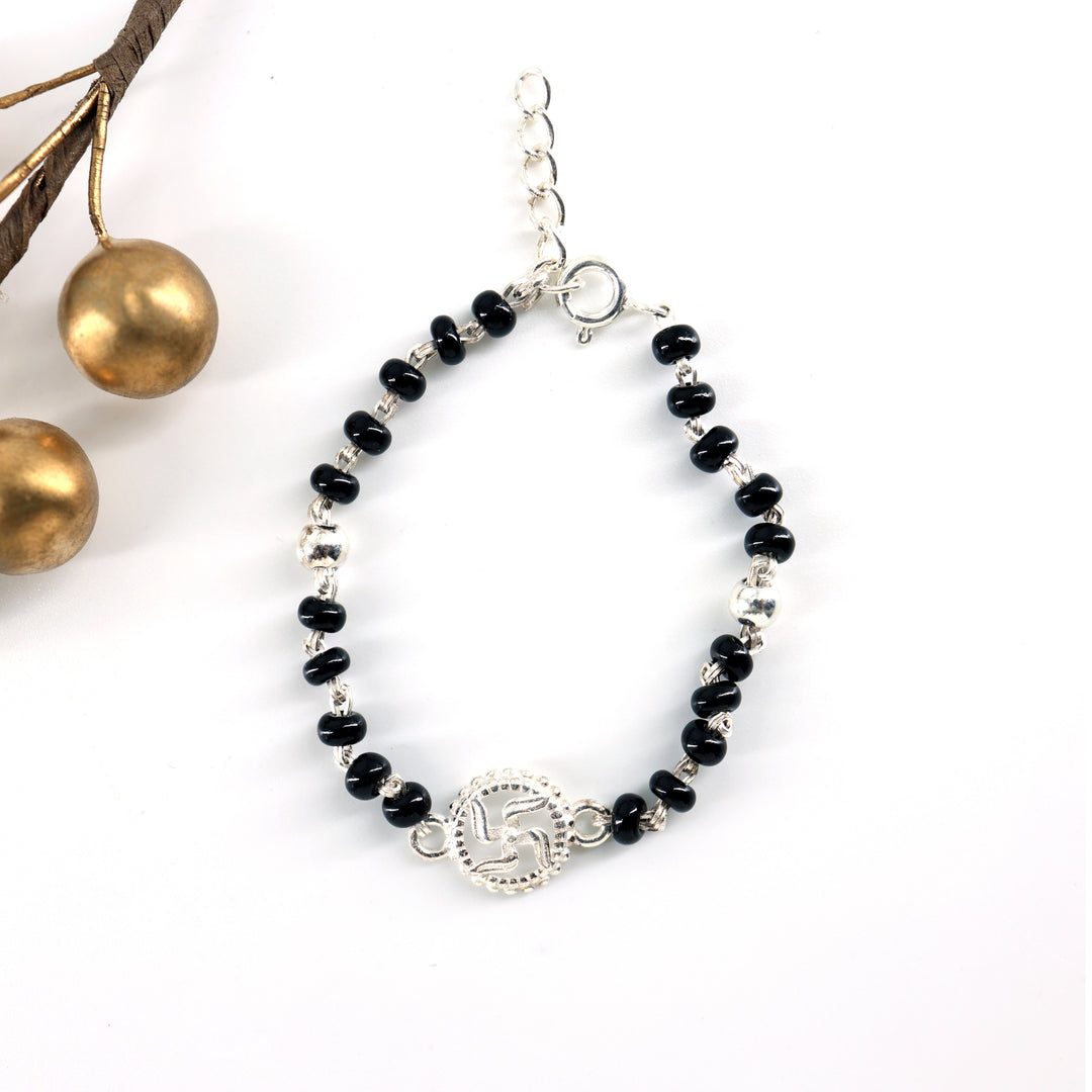 925 Silver Kids Bracelet – Swastik Charm (Single)