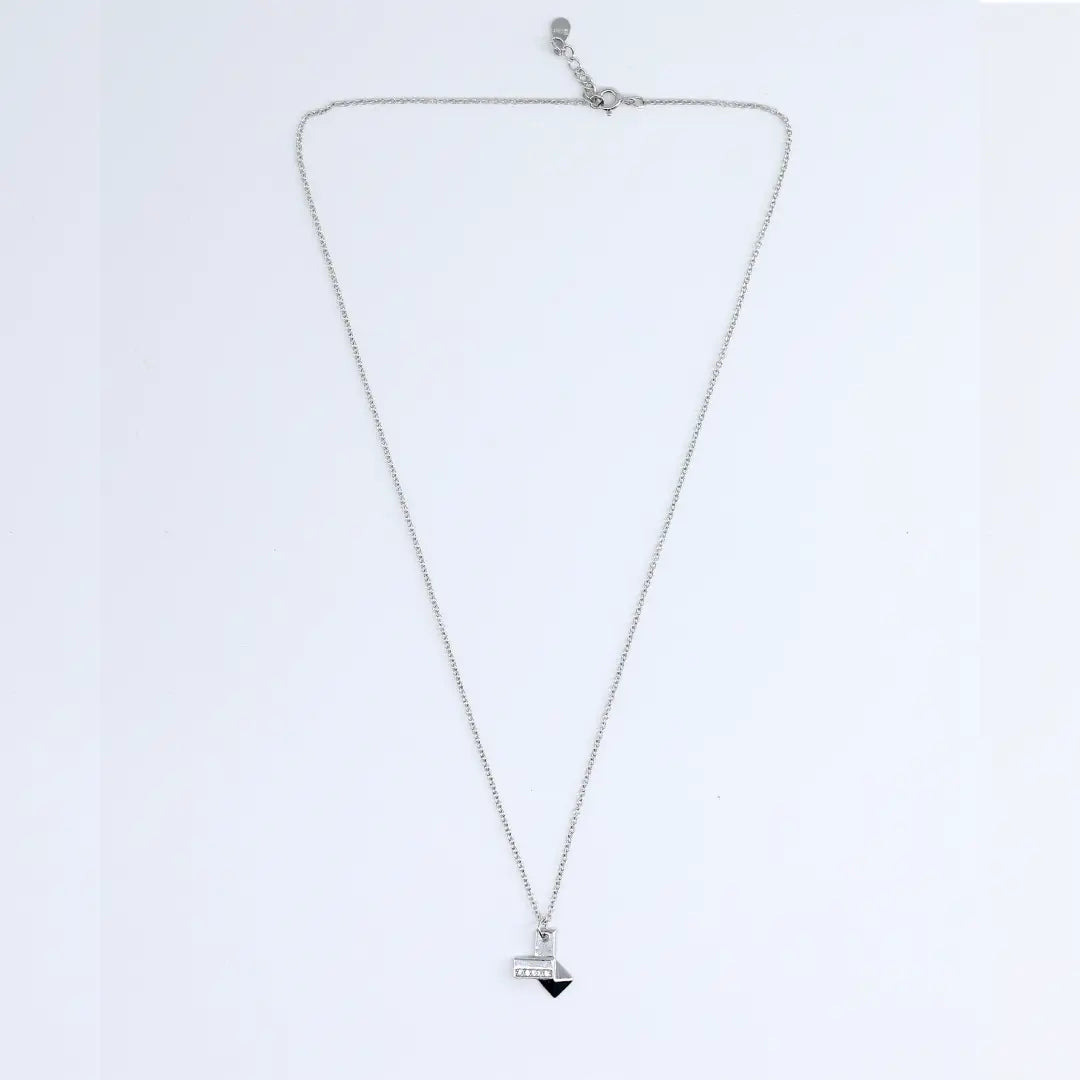 Silver Chain Necklace with Geometric Pendant