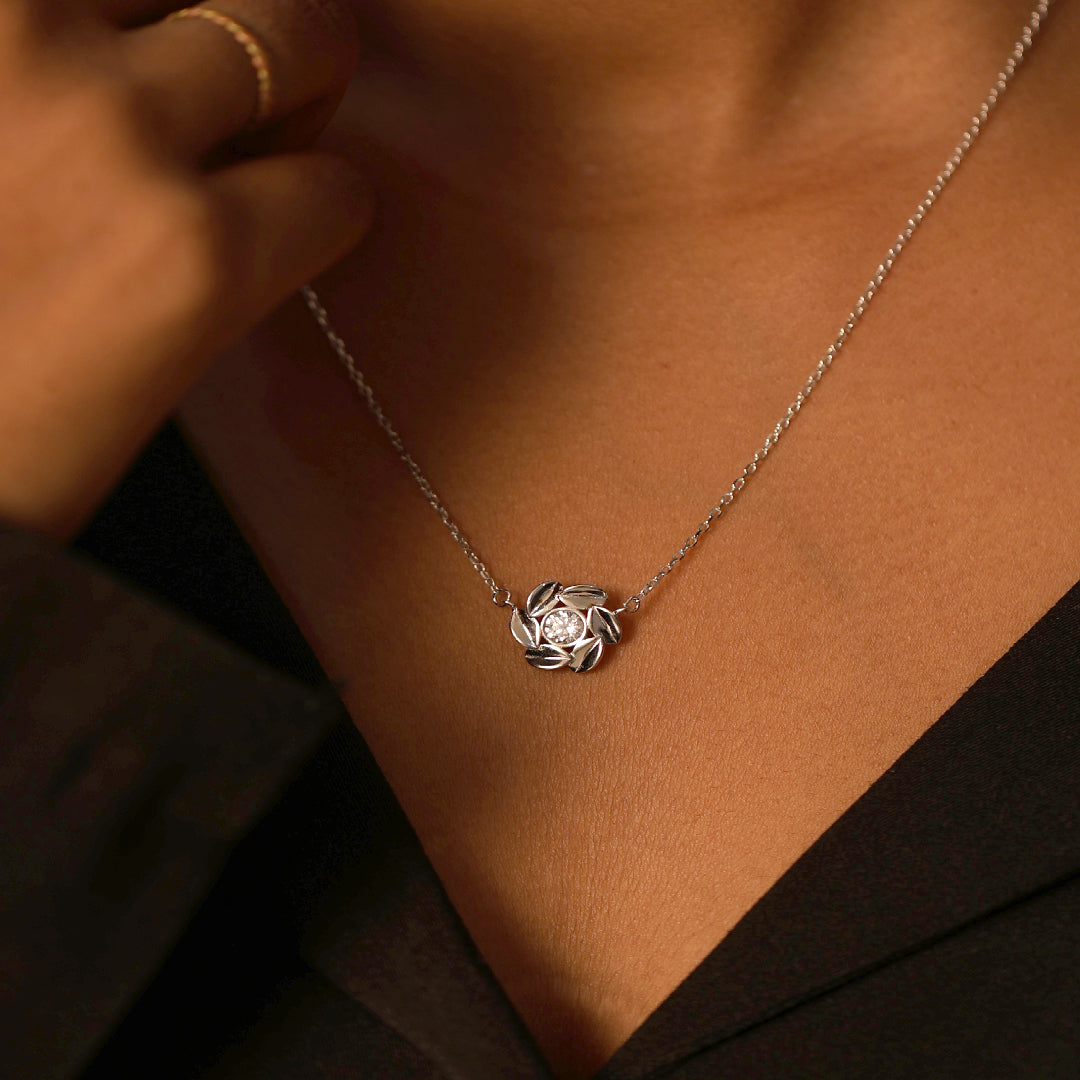 Silver Diamond Pendant Necklace