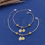 Load image into Gallery viewer, LIGROZ 925 Sterling Silver Adjustable Green Charm Anklet for Girls
