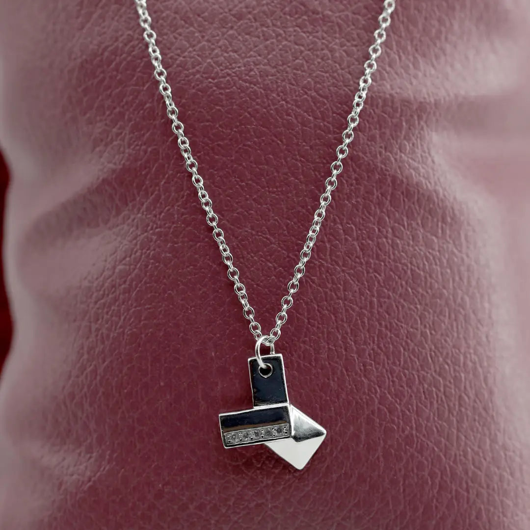 Silver Chain Necklace with Geometric Pendant