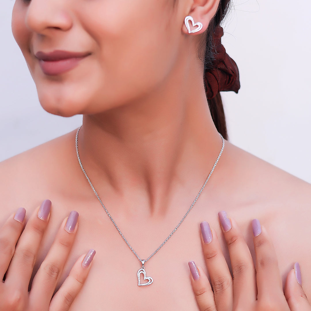 Luxury 925 Sterling Silver Chain Pendant with Matching Earrings - Perfect Gift