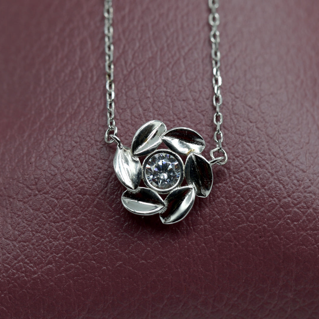 Silver Diamond Pendant Necklace