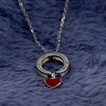 Load image into Gallery viewer, Silver Circle Pendant Necklace with Red Heart Charm
