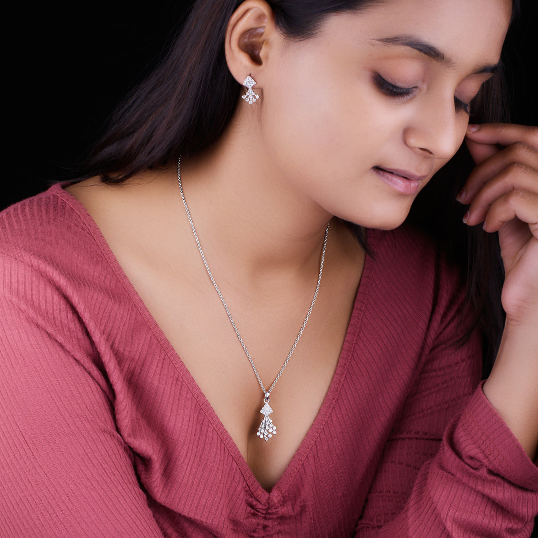 Silver Earring, Pendant, and Necklace Set