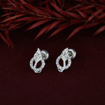 Load image into Gallery viewer, Silver Leaf-Inspired Diamond Drop Earrings
