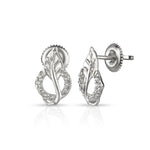 Load image into Gallery viewer, Silver Leaf-Inspired Diamond Drop Earrings
