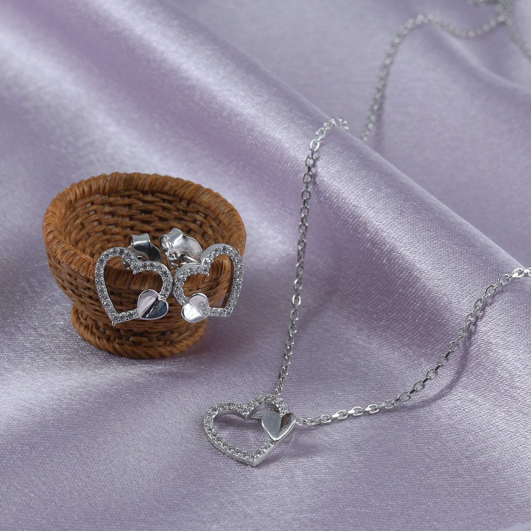 925 Silver Pendant & Earring Set for Women