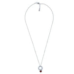 Load image into Gallery viewer, Silver Circle Pendant Necklace with Red Heart Charm
