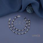 Load image into Gallery viewer, Silver and Black Bead Kids Nazariya Bracelet - Real 925 Sterling Silver
