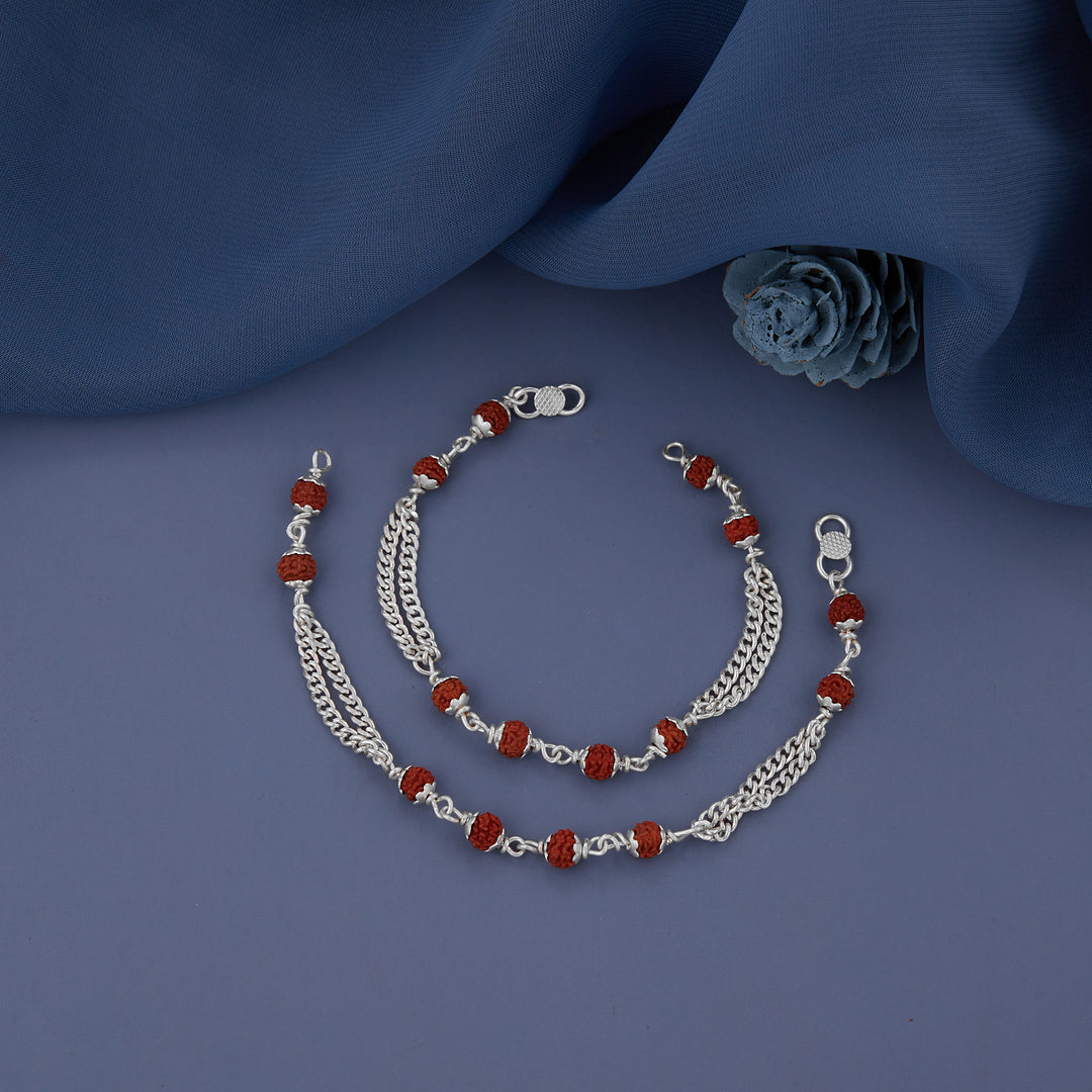 Silver and Rudraksha Kids Nazariya Bracele
