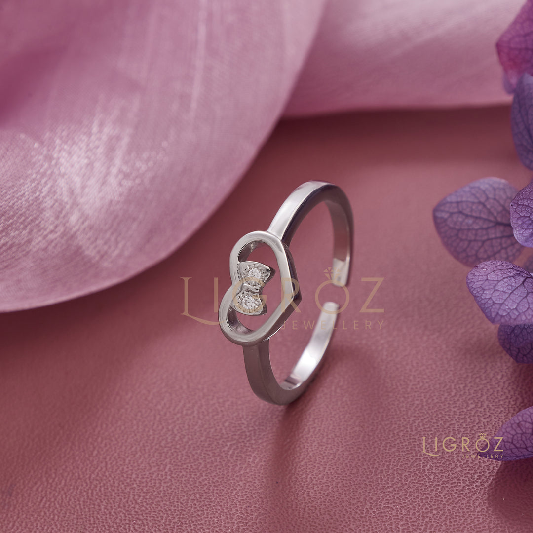 Silver Dual Heart Love Ring