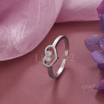 Load image into Gallery viewer, Silver Dual Heart Love Ring
