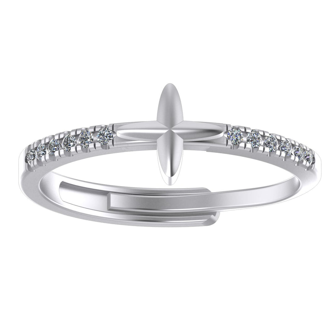 SIlver Accent Crystal Band Ring