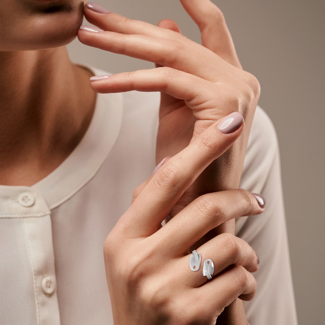 Silver  Double Petal Design Ring