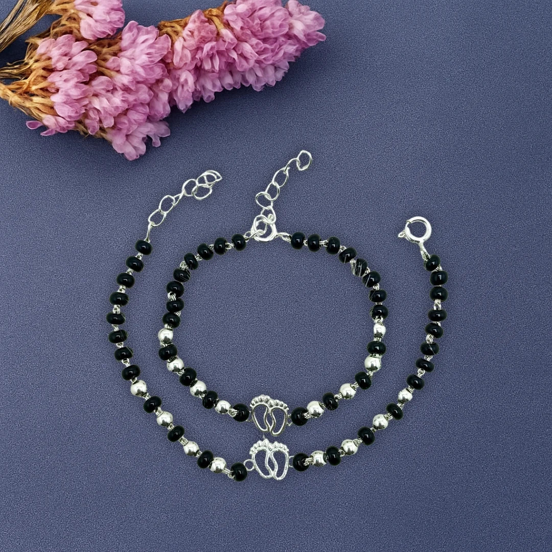 Black and silver beaded kids bracelet 
